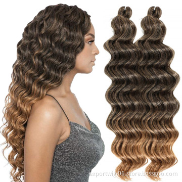 Deep Wave Twist Crochet Hair Ombre Color Synthetic Fiber Hair 20inches Long Curly Deep Twist Braids Hair Extensions